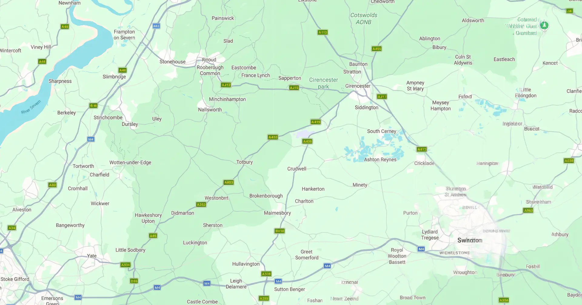 Map of the UK region showing towns covered by the approved installer network
