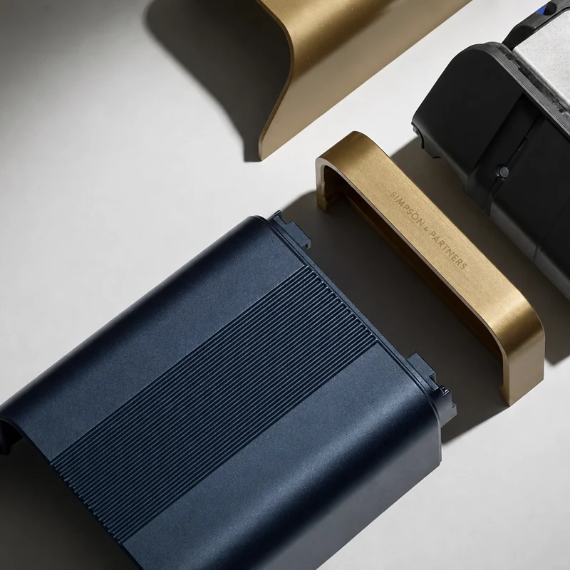 Close-up of Home Series Wall Mount charger components showing premium metal and finish detail